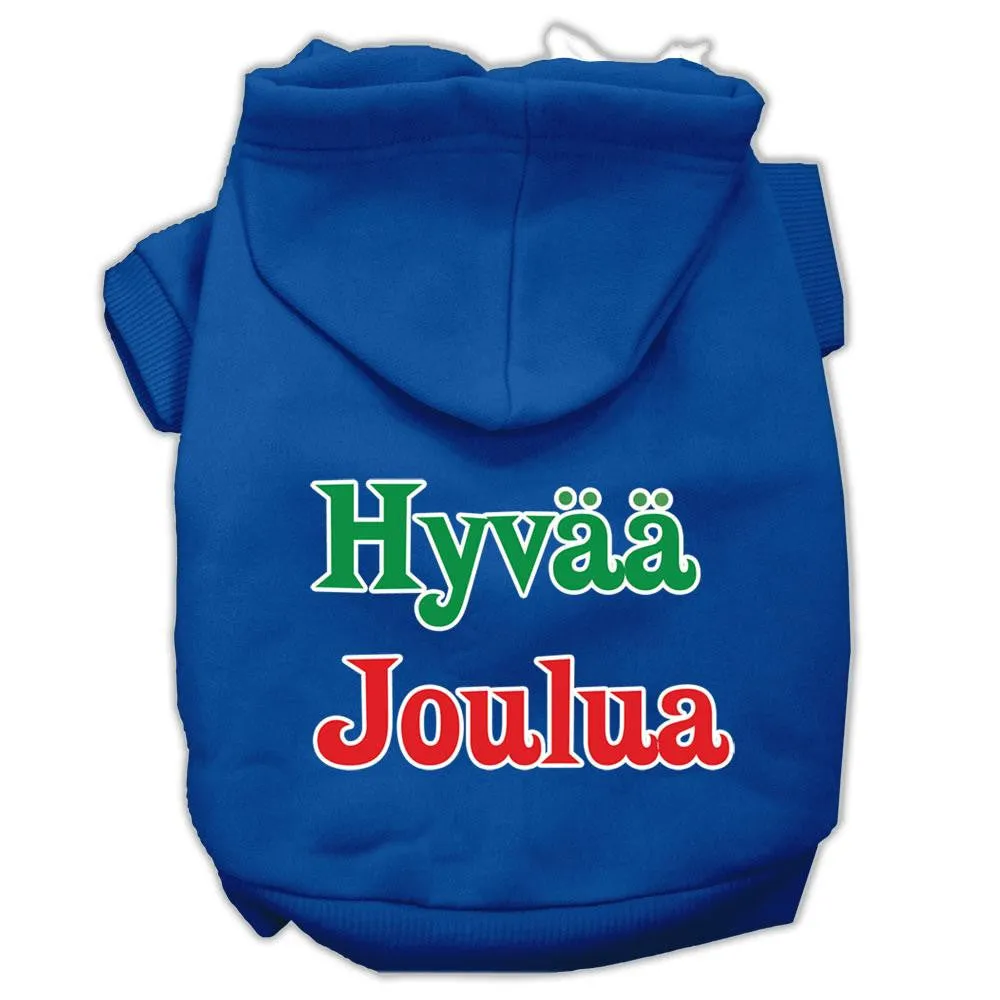 Hyvaa Joulua Screen Print Pet Hoodies Blue XS (8)