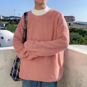 [Korean Style] 6 Colors Two-Tone Pullover Sweaters