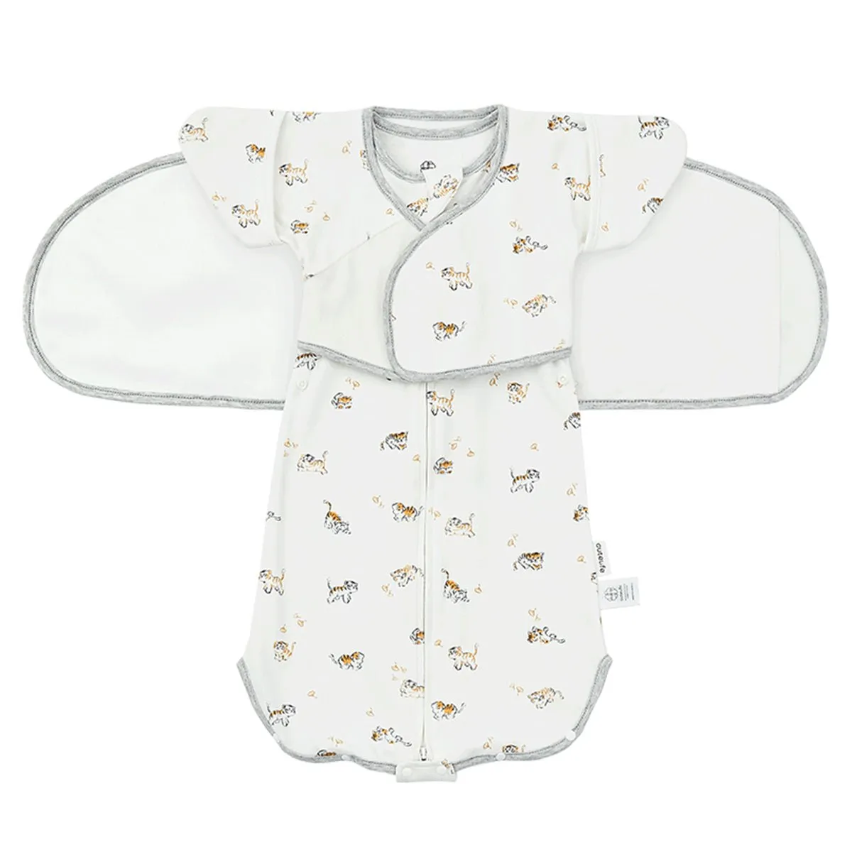 Lively Tiger Double-layer Cotton Infant White Swaddle Sack